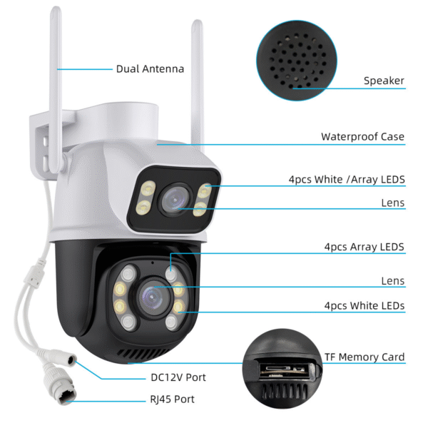 Wireless HD dual-lens gun ball mobile phone remote full-color night vision outdoor camera smart monitor - Image 2