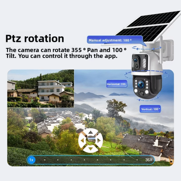 Outdoor 36X Zoom Solar Head AOV 4G Solar Camera Surveillance Dual Lens Remote Night Vision HD Cloud Data Storage 1-Year Warranty - Image 3