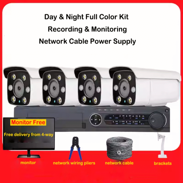 Hikvision VCR 3 million monitoring equipment set of dual-light full-color POE recording high-definition home 4/8-channel - Image 2